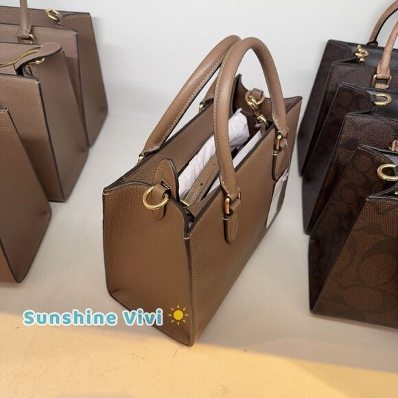 NWT Coach Maggie Small Tote Bag Blocked Signature Canvas CY668 Gold/Dark Stone - Picture 5 of 10